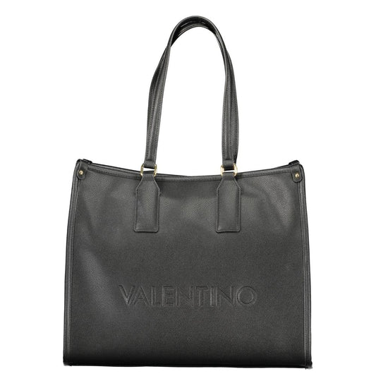Mario Valentino Black Leather Handbag with Adjustable Straps