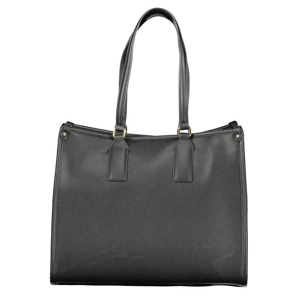 Mario Valentino Black Leather Handbag with Adjustable Straps