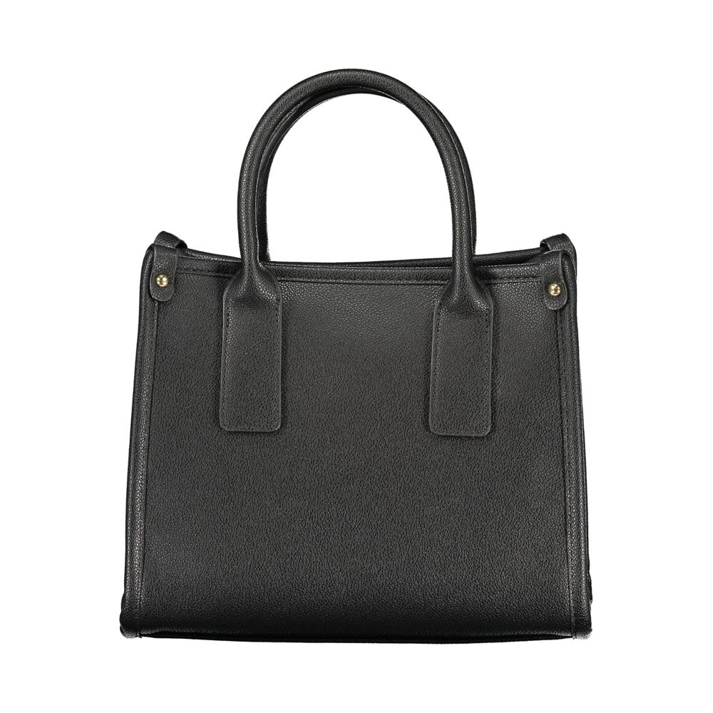 Mario Valentino Black Smooth Leather Handbag with Dual Straps