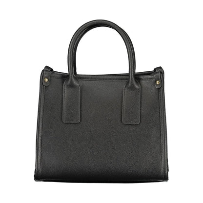 Mario Valentino Black Smooth Leather Handbag with Dual Straps