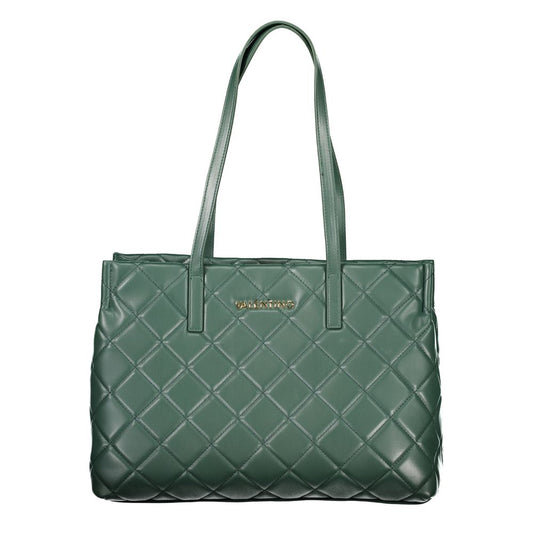 Mario Valentino Green Leather-Finish Handbag with Contrast Details