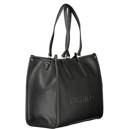 Mario Valentino Black Leather Handbag with Adjustable Straps