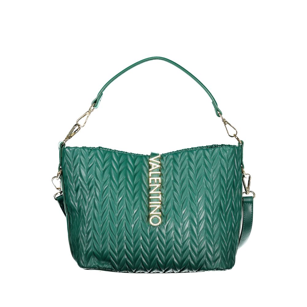 Mario Valentino Green Leather-Finish Handbag with Adjustable Strap