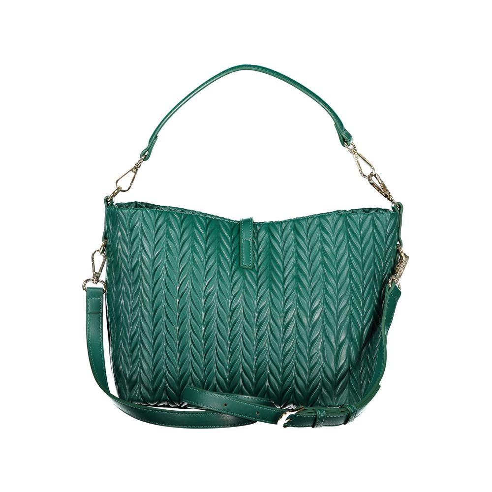 Mario Valentino Green Leather-Finish Handbag with Adjustable Strap