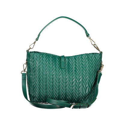 Mario Valentino Green Leather-Finish Handbag with Adjustable Strap