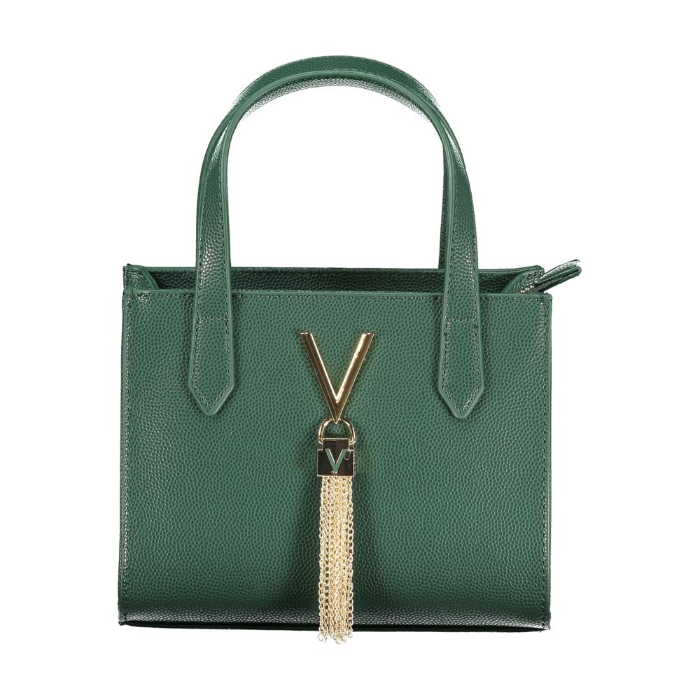 Mario Valentino Green Leather-Finish Handbag with Contrasting Details