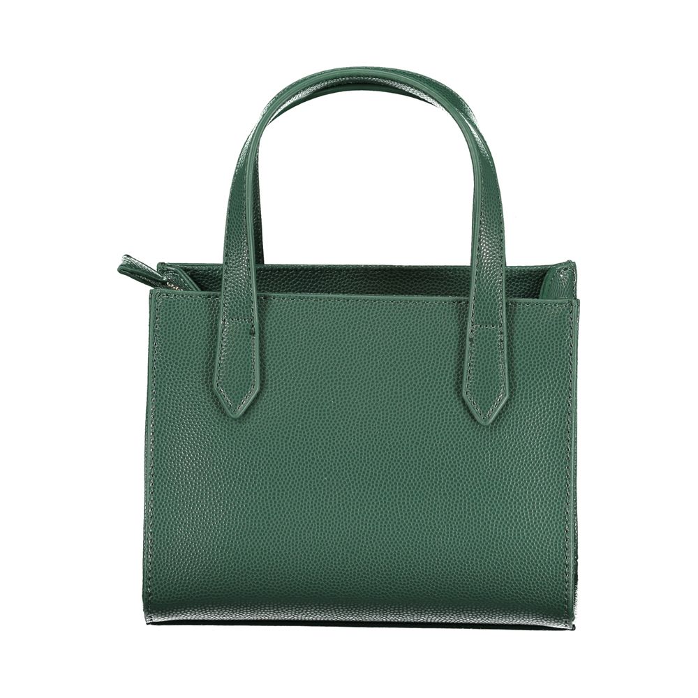Mario Valentino Green Leather-Finish Handbag with Contrasting Details