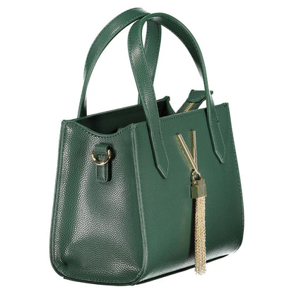 Mario Valentino Green Leather-Finish Handbag with Contrasting Details