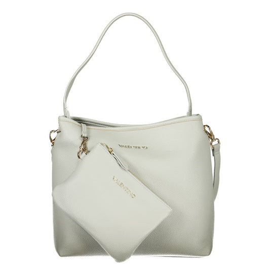 Mario Valentino Gray Leather-Finish Handbag with Adjustable Strap