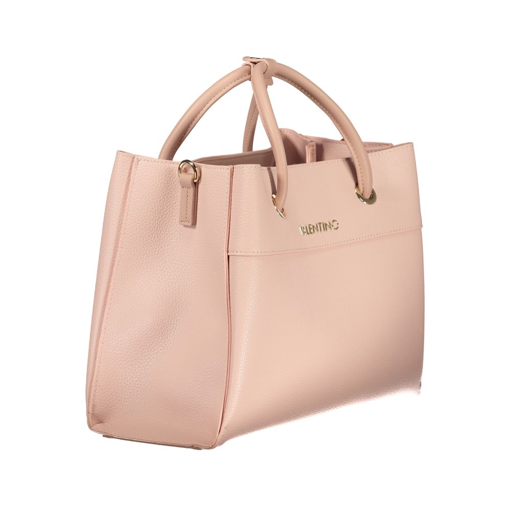 Mario Valentino Pink Leather-Finish Handbag with Elegant Details