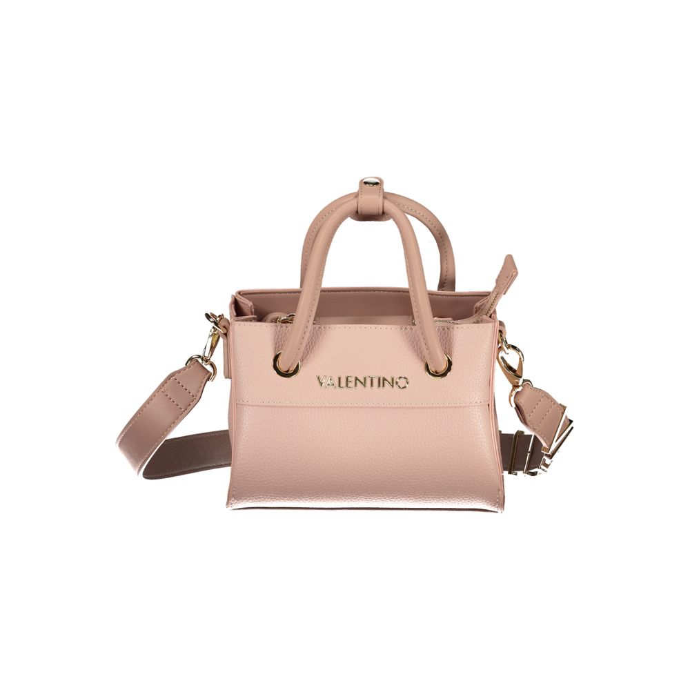 Mario Valentino Pink Leather-Finish Handbag with Removable Strap