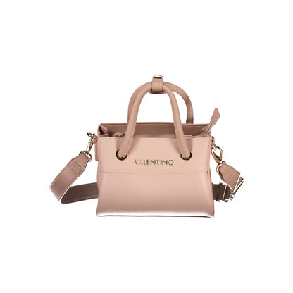 Mario Valentino Pink Leather-Finish Handbag with Removable Strap