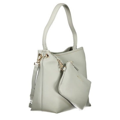 Mario Valentino Gray Leather-Finish Handbag with Adjustable Strap