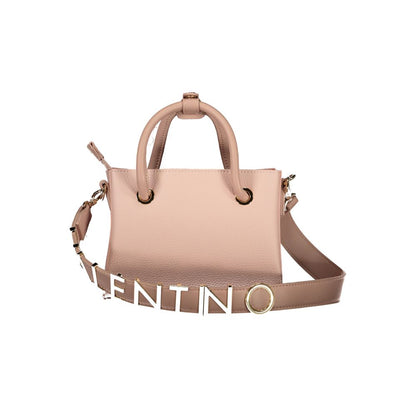 Mario Valentino Pink Leather-Finish Handbag with Removable Strap