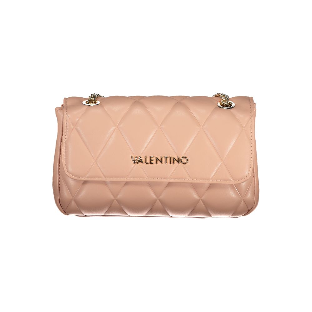 Mario Valentino Pink Leather-Finish Handbag with Chain Handles