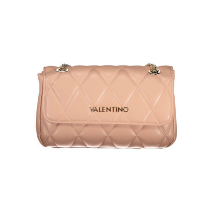 Mario Valentino Pink Leather-Finish Handbag with Chain Handles