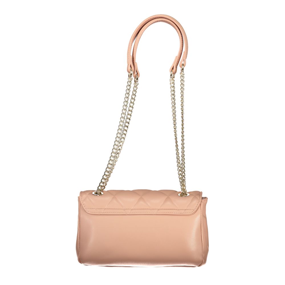Mario Valentino Pink Leather-Finish Handbag with Chain Handles