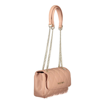 Mario Valentino Pink Leather-Finish Handbag with Chain Handles