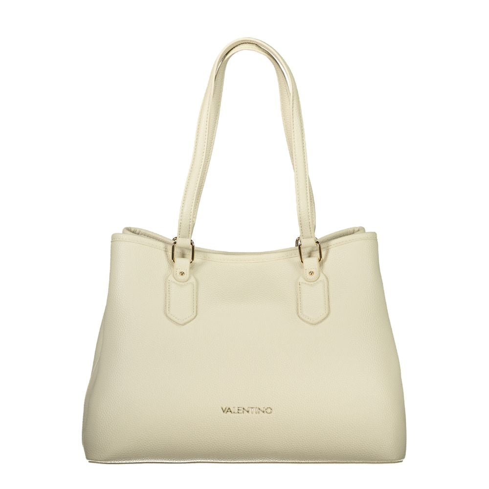 Mario Valentino Beige Leather Handbag with Adjustable Strap