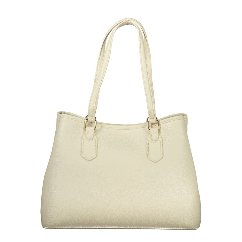 Mario Valentino Beige Leather Handbag with Adjustable Strap