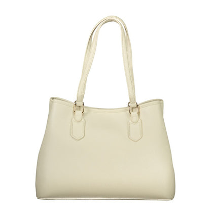 Mario Valentino Beige Leather Handbag with Adjustable Strap