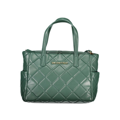 Mario Valentino Green Leather-Finish Handbag with Contrasting Details