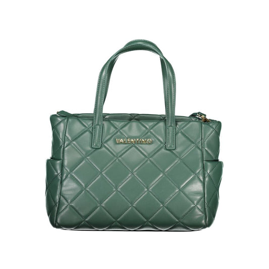 Mario Valentino Green Leather-Finish Handbag with Contrasting Details