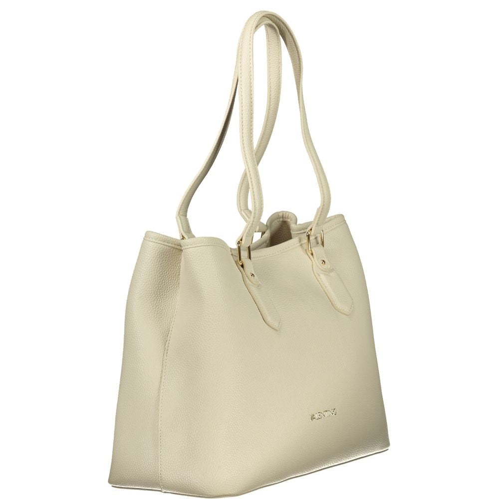 Mario Valentino Beige Leather Handbag with Adjustable Strap