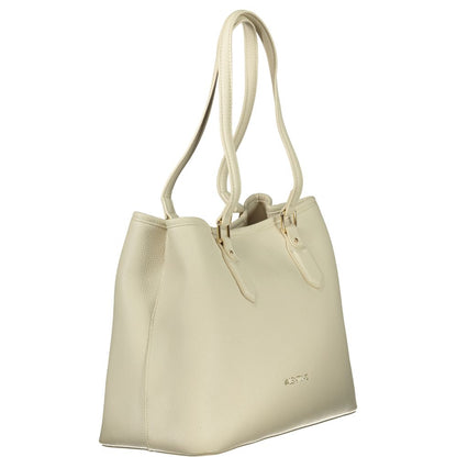 Mario Valentino Beige Leather Handbag with Adjustable Strap