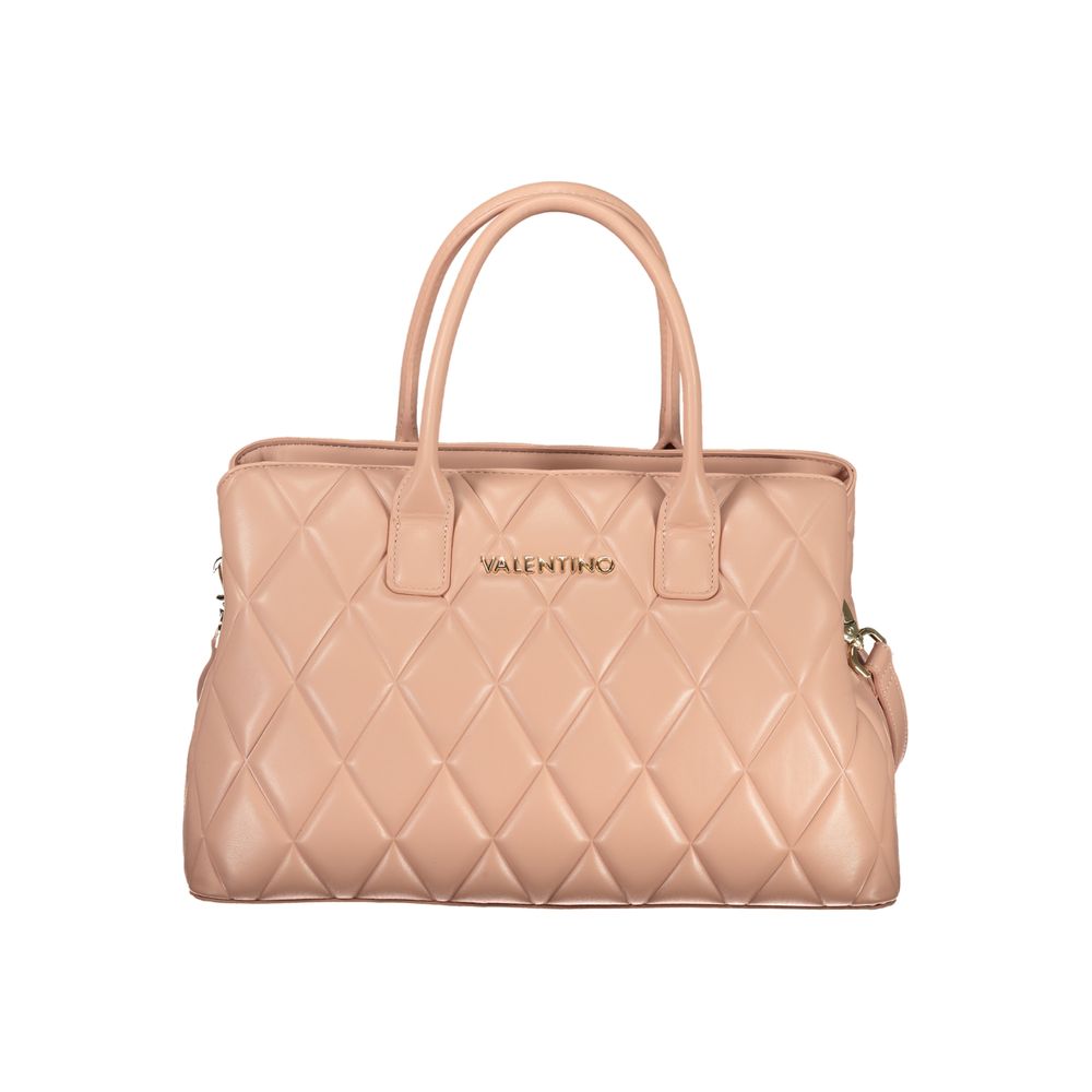 Mario Valentino Pink Leather-Finish Handbag with Logo Detail