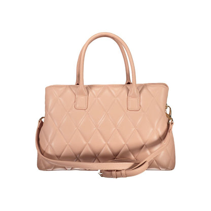 Mario Valentino Pink Leather-Finish Handbag with Logo Detail