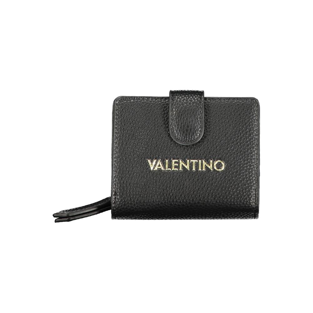 Mario Valentino Black Leather Wallet with Double Card Spaces and Zip Closure
