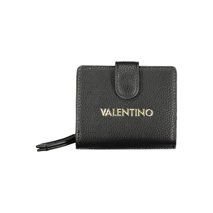 Mario Valentino Black Leather Wallet with Double Card Spaces and Zip Closure