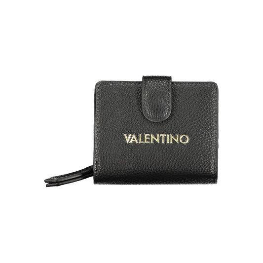 Mario Valentino Black Leather Wallet with Double Card Spaces and Zip Closure