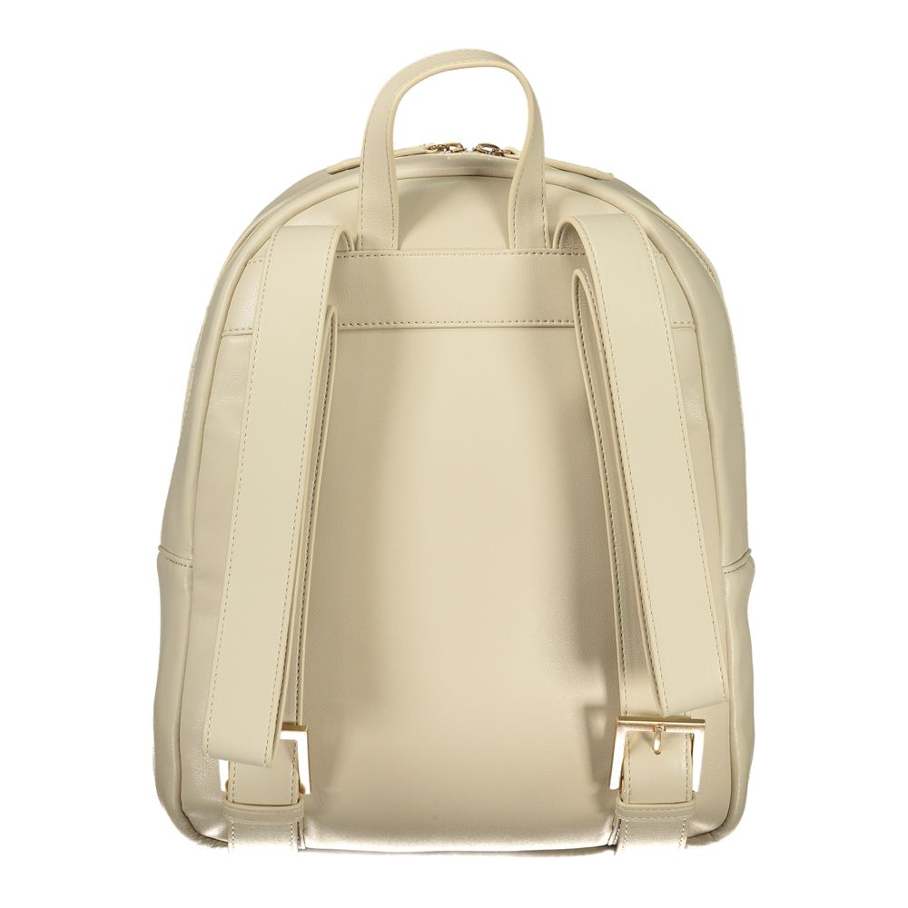 Mario Valentino Beige Backpack with Adjustable Straps and Logo