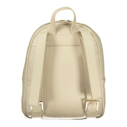 Mario Valentino Beige Backpack with Adjustable Straps and Logo