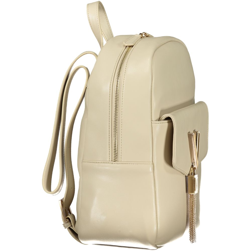 Mario Valentino Beige Backpack with Adjustable Straps and Logo