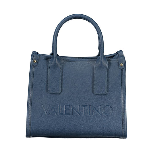 Mario Valentino Blue Leather-Finish Handbag with Adjustable Straps