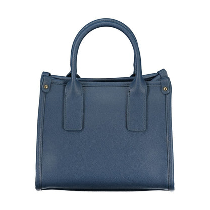 Mario Valentino Blue Leather-Finish Handbag with Adjustable Straps