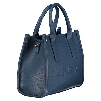 Mario Valentino Blue Leather-Finish Handbag with Adjustable Straps