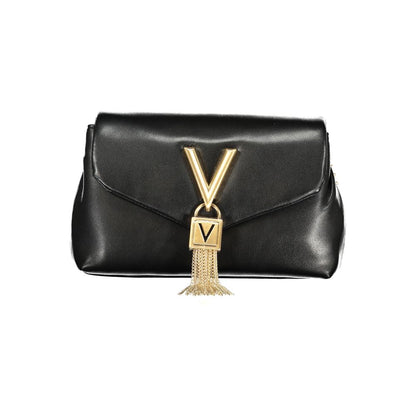 Mario Valentino Black Grained Leather Handbag with Contrast Details