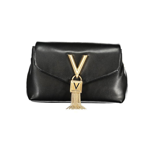 Mario Valentino Black Grained Leather Handbag with Contrast Details