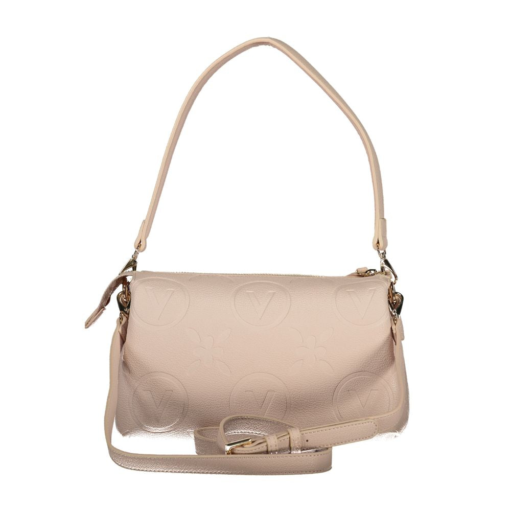 Mario Valentino Pink Leather-Finish Shoulder Bag with Contrasting Details