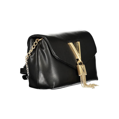 Mario Valentino Black Grained Leather Handbag with Contrast Details