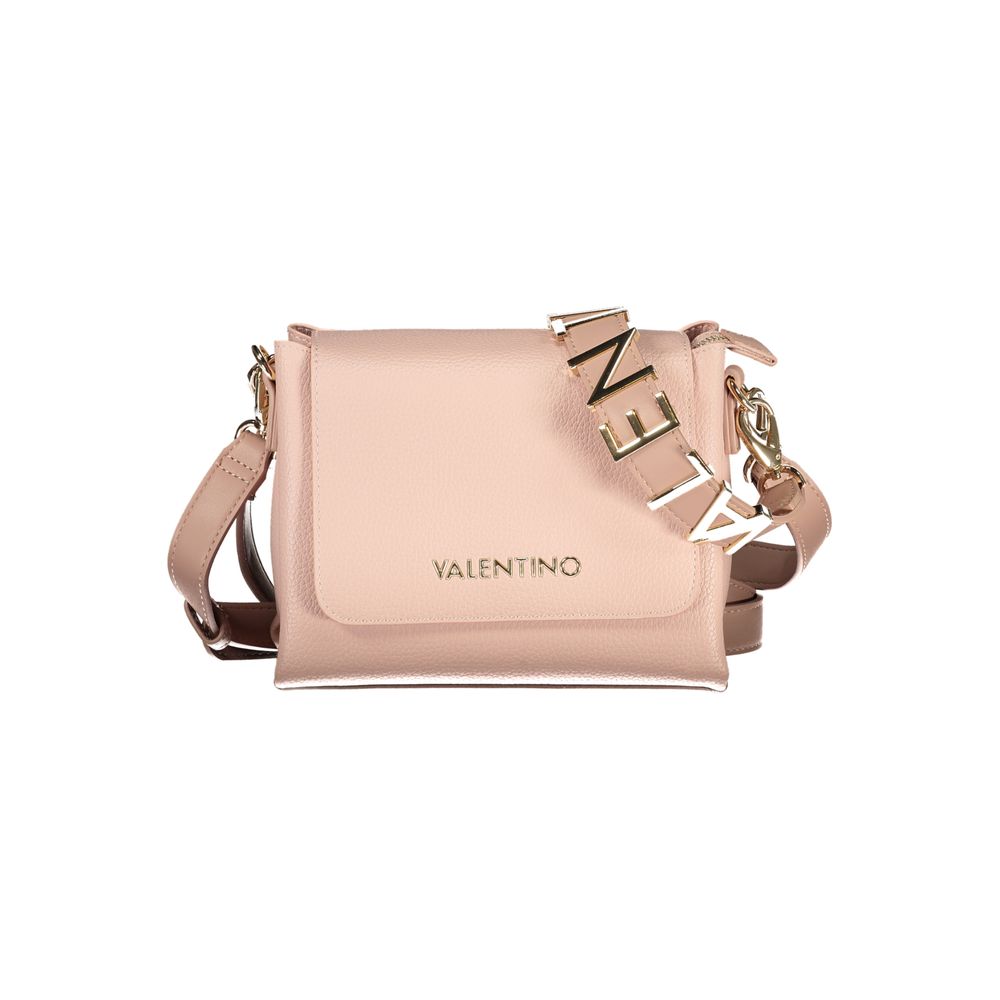 Mario Valentino Pink Leather-Finish Handbag with Contrasting Details