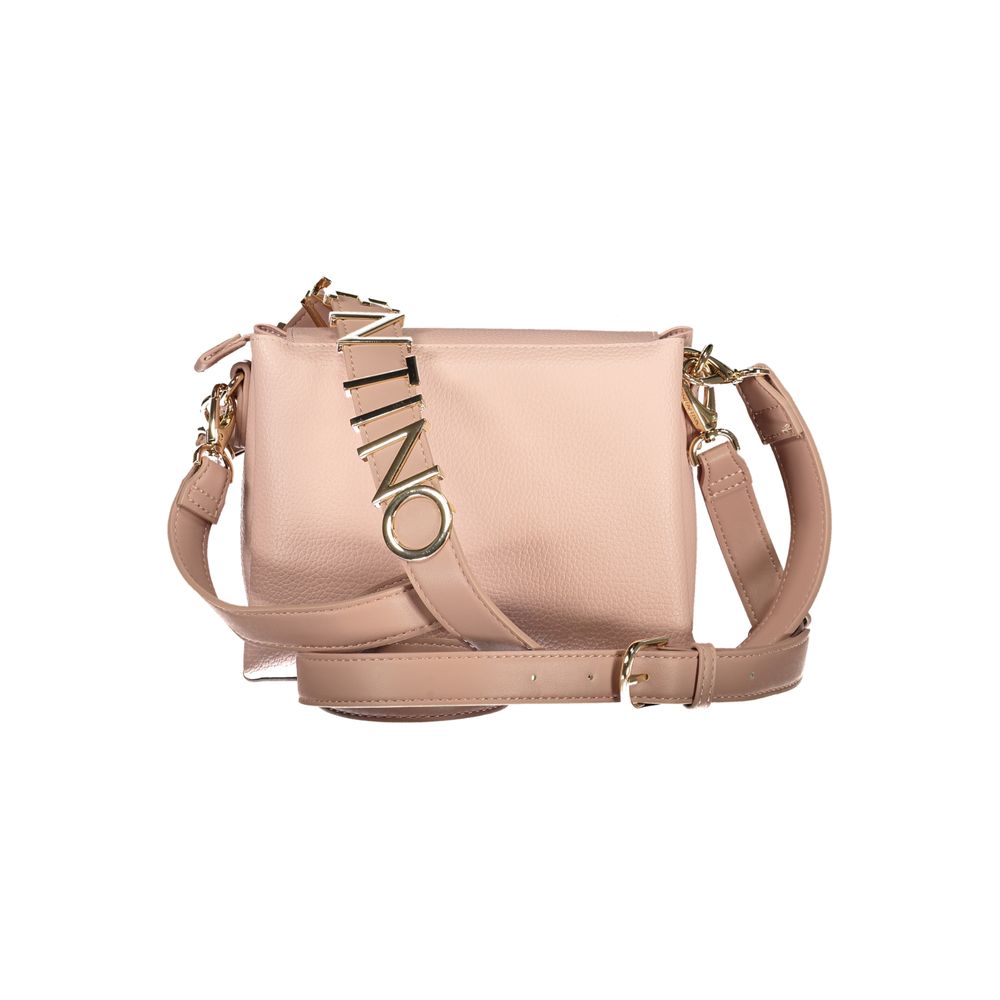 Mario Valentino Pink Leather-Finish Handbag with Contrasting Details