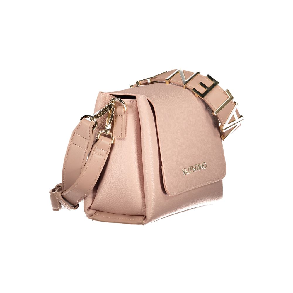 Mario Valentino Pink Leather-Finish Handbag with Contrasting Details