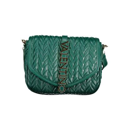 Mario Valentino Green Leather-Finish Handbag with Snap Closure