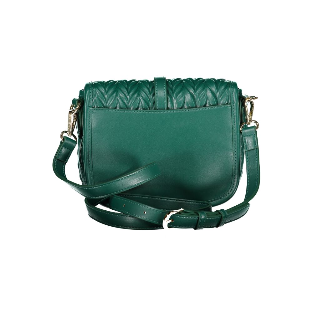 Mario Valentino Green Leather-Finish Handbag with Snap Closure