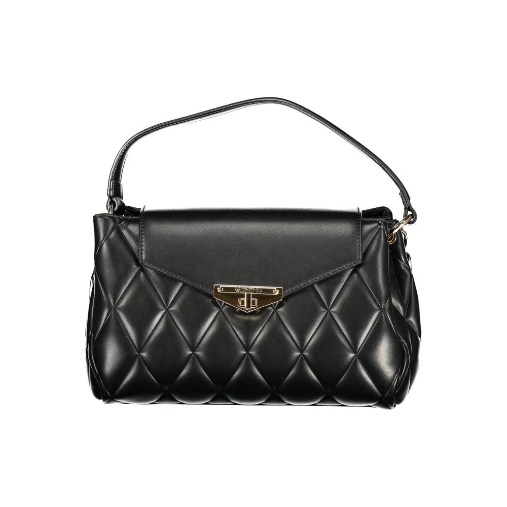 Mario Valentino Black Leather Handbag with Adjustable Strap